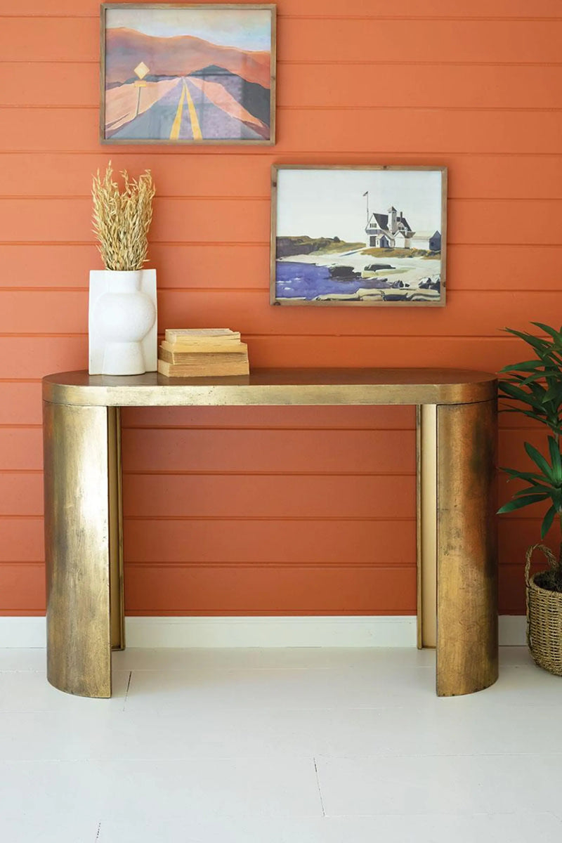 OVAL ANTIQUE BRASS CONSOLE TABLE Kalalou