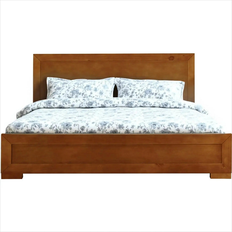 Oak Inlaid Panels Solid Wood King Bed Frame Homeroots Bed & Bath