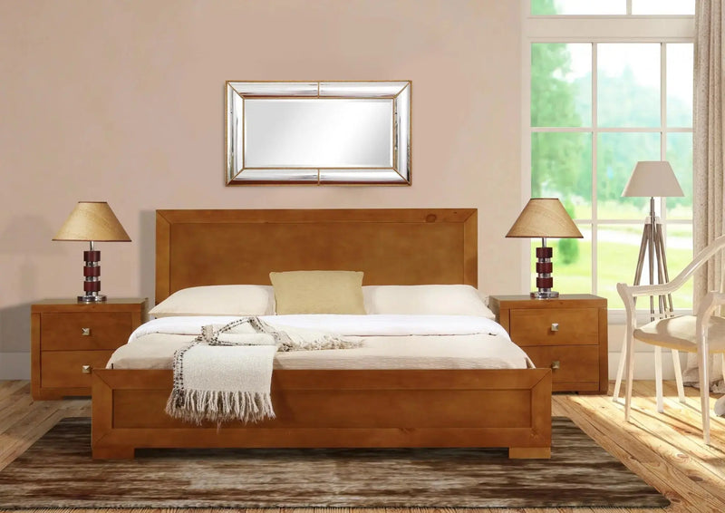 Oak Solid and Manufactured Wood Queen Bed Frame Homeroots Bed & Bath