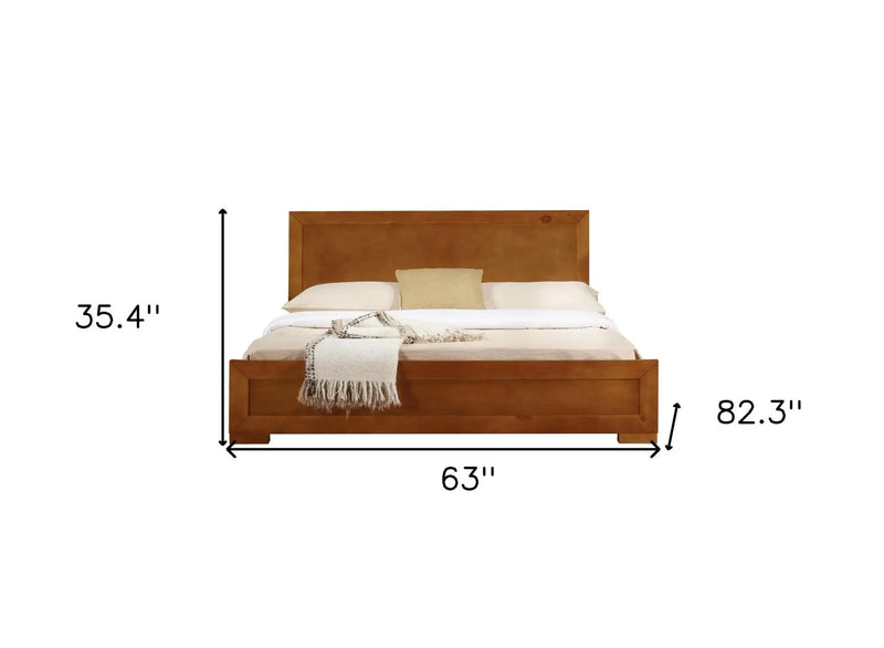 Oak Solid and Manufactured Wood Queen Bed Frame Homeroots Bed & Bath