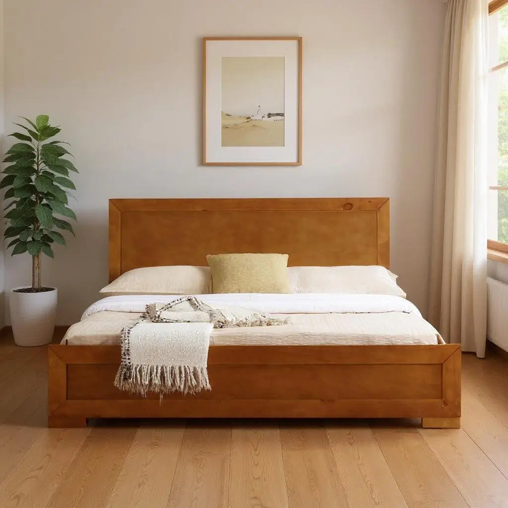 Oak Solid and Manufactured Wood Queen Bed Frame Homeroots Bed & Bath