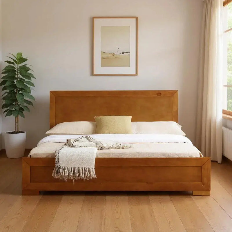 Oak Solid and Manufactured Wood Queen Bed Frame Homeroots Bed & Bath