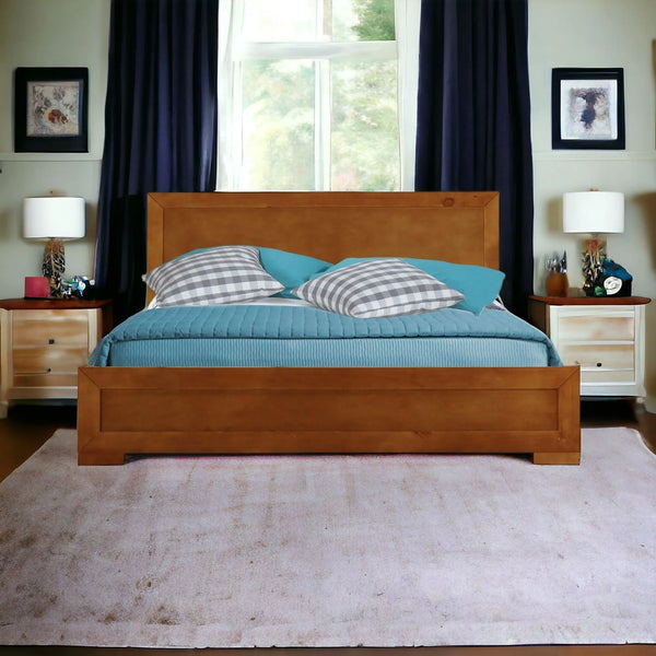 Oak Solid and Manufactured Wood Queen Bed Frame Homeroots Bed & Bath