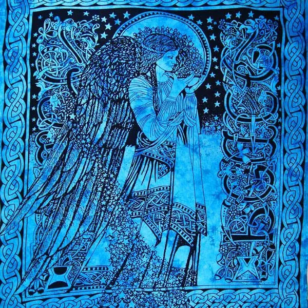 Ocean Blue Angel of Peace Tie Dye Tapestry Wild Lotus