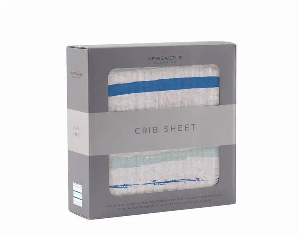Ocean Stripe Crib Sheet Newcastle Classics