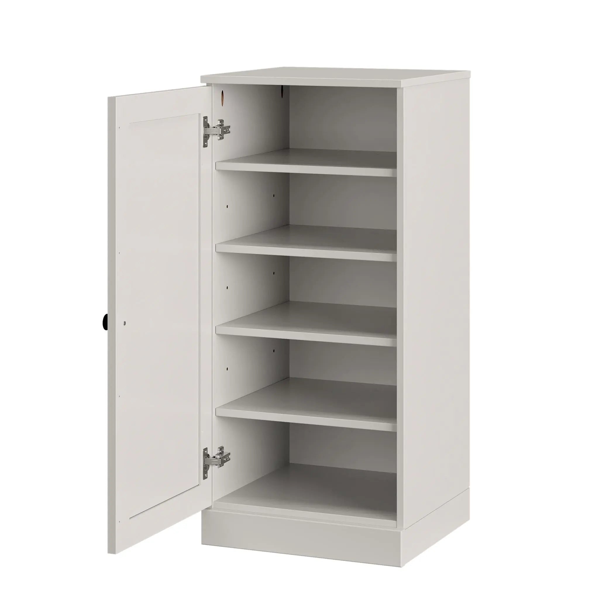 Off White Ten Pair Solid WoodShoe Storage Cabinet Homeroots Organization