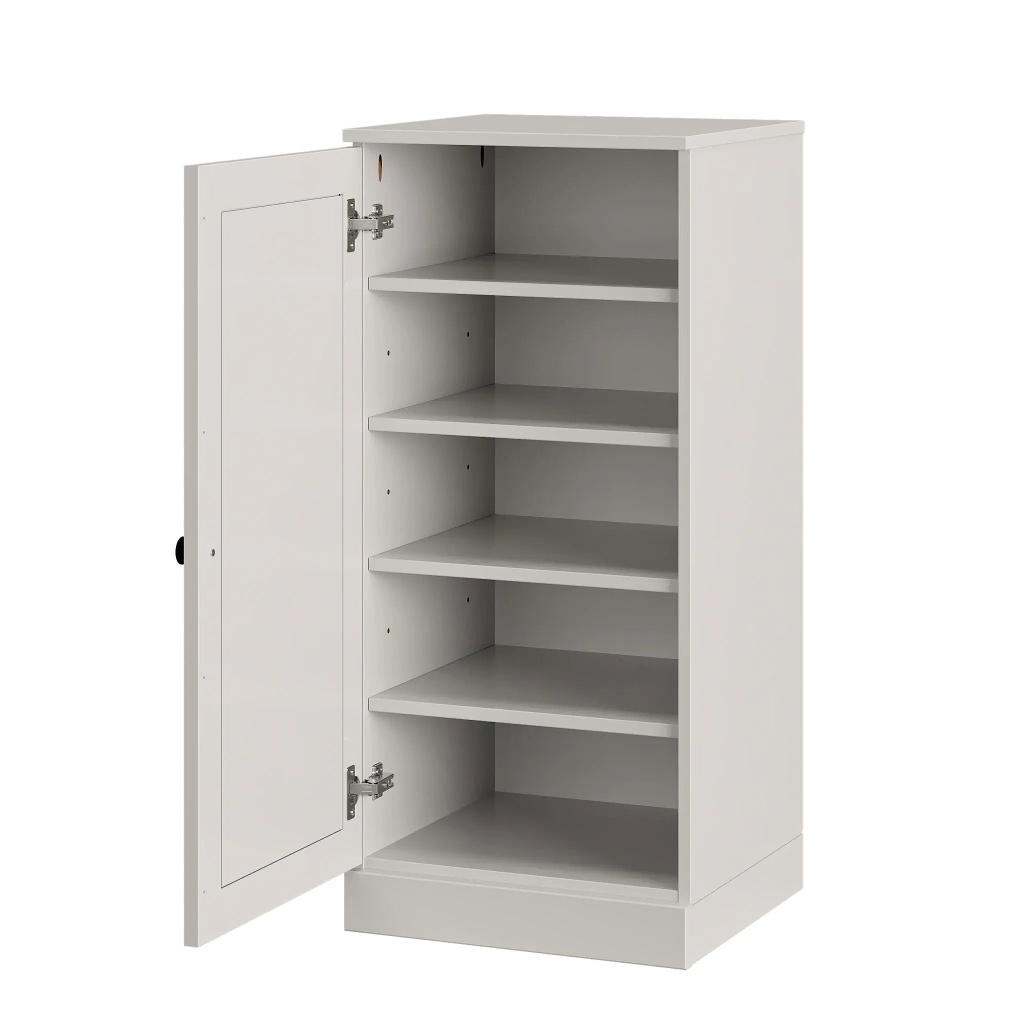 Off White Ten Pair Solid WoodShoe Storage Cabinet Homeroots Organization