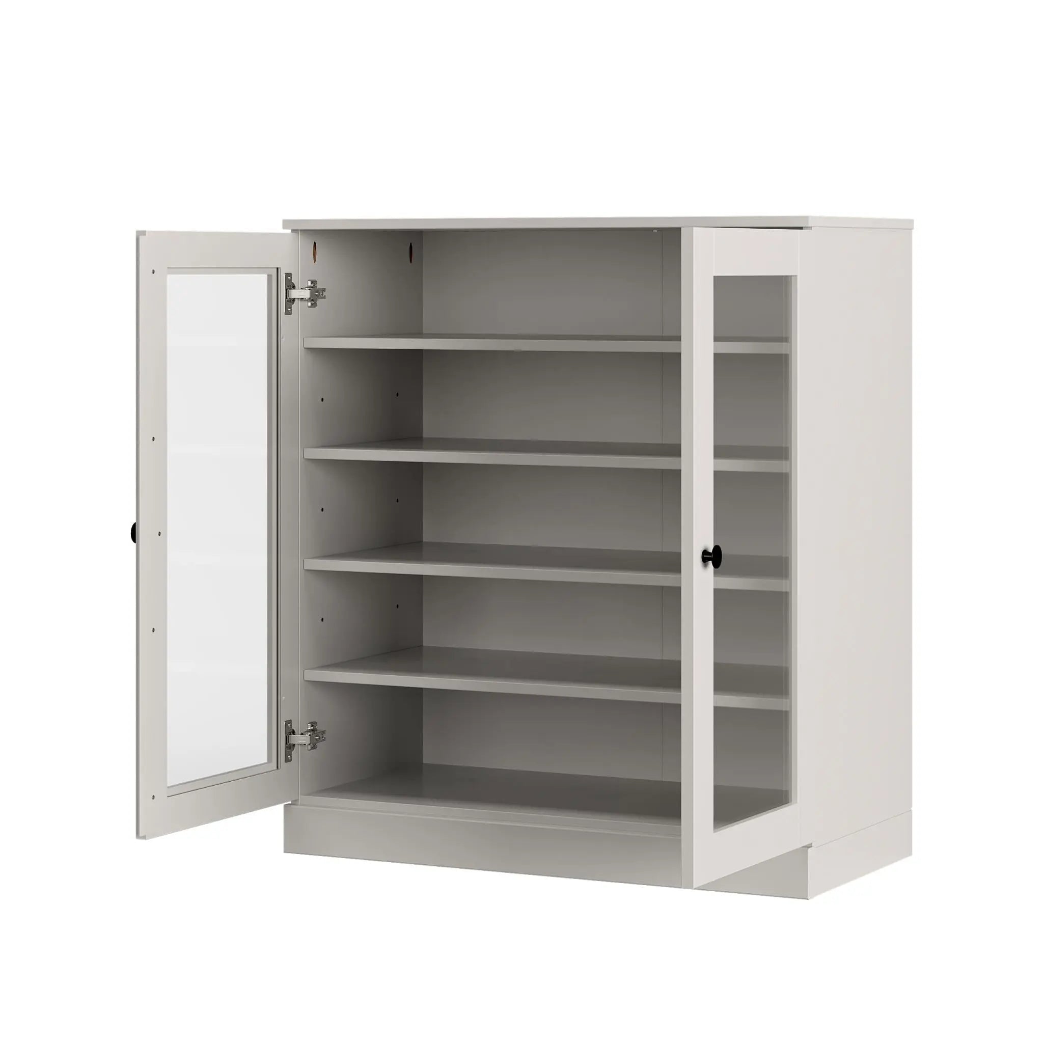 Off White Twenty Pair Solid WoodShoe Storage Cabinet Homeroots Organization