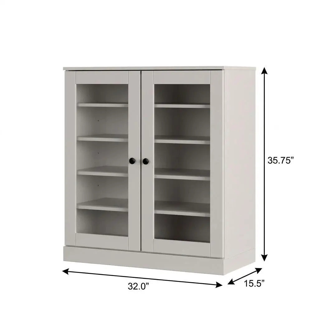 Off White Twenty Pair Solid WoodShoe Storage Cabinet Homeroots Organization