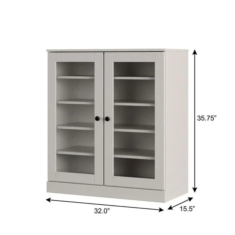 Off White Twenty Pair Solid WoodShoe Storage Cabinet Homeroots Organization