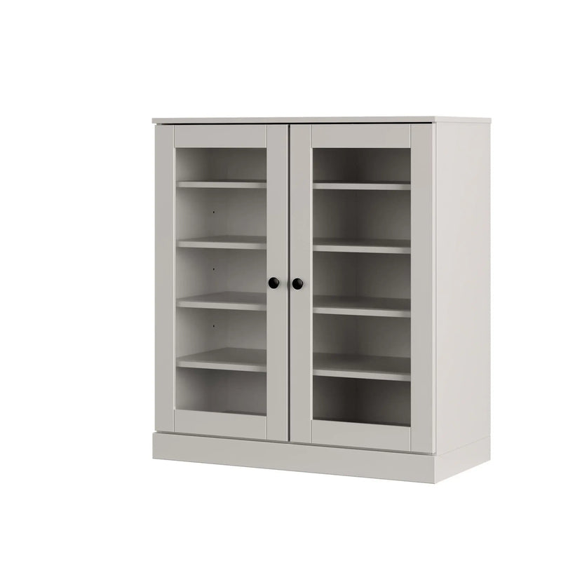 Off White Twenty Pair Solid WoodShoe Storage Cabinet Homeroots Organization