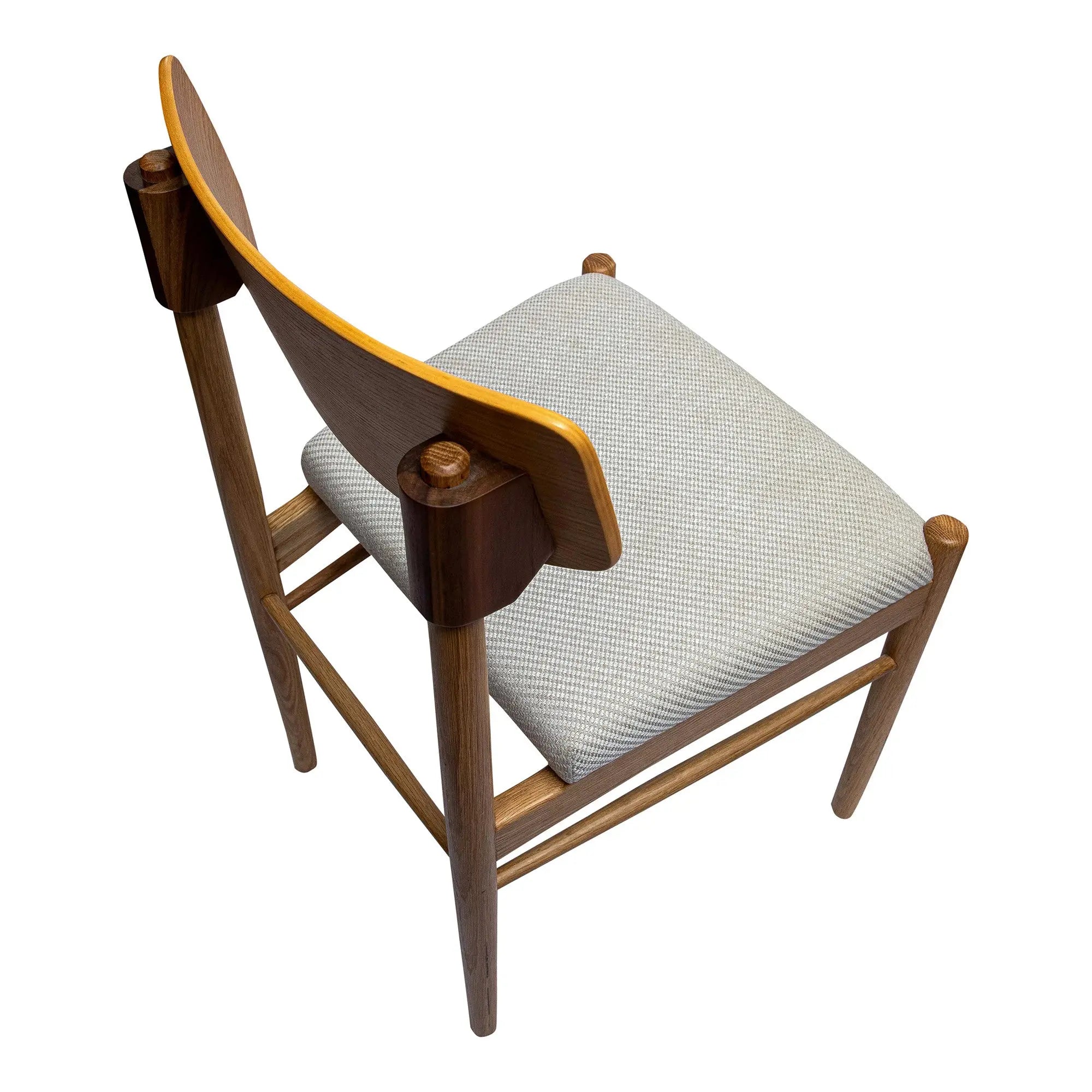 Off White and Natural Fabric Open Back Dining Side Chair Homeroots Kitchen & Dining