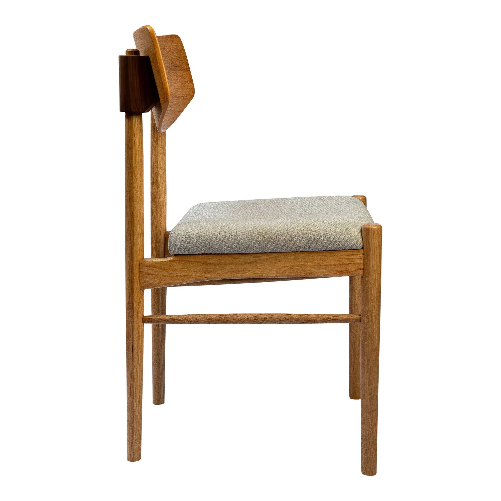 Off White and Natural Fabric Open Back Dining Side Chair Homeroots Kitchen & Dining