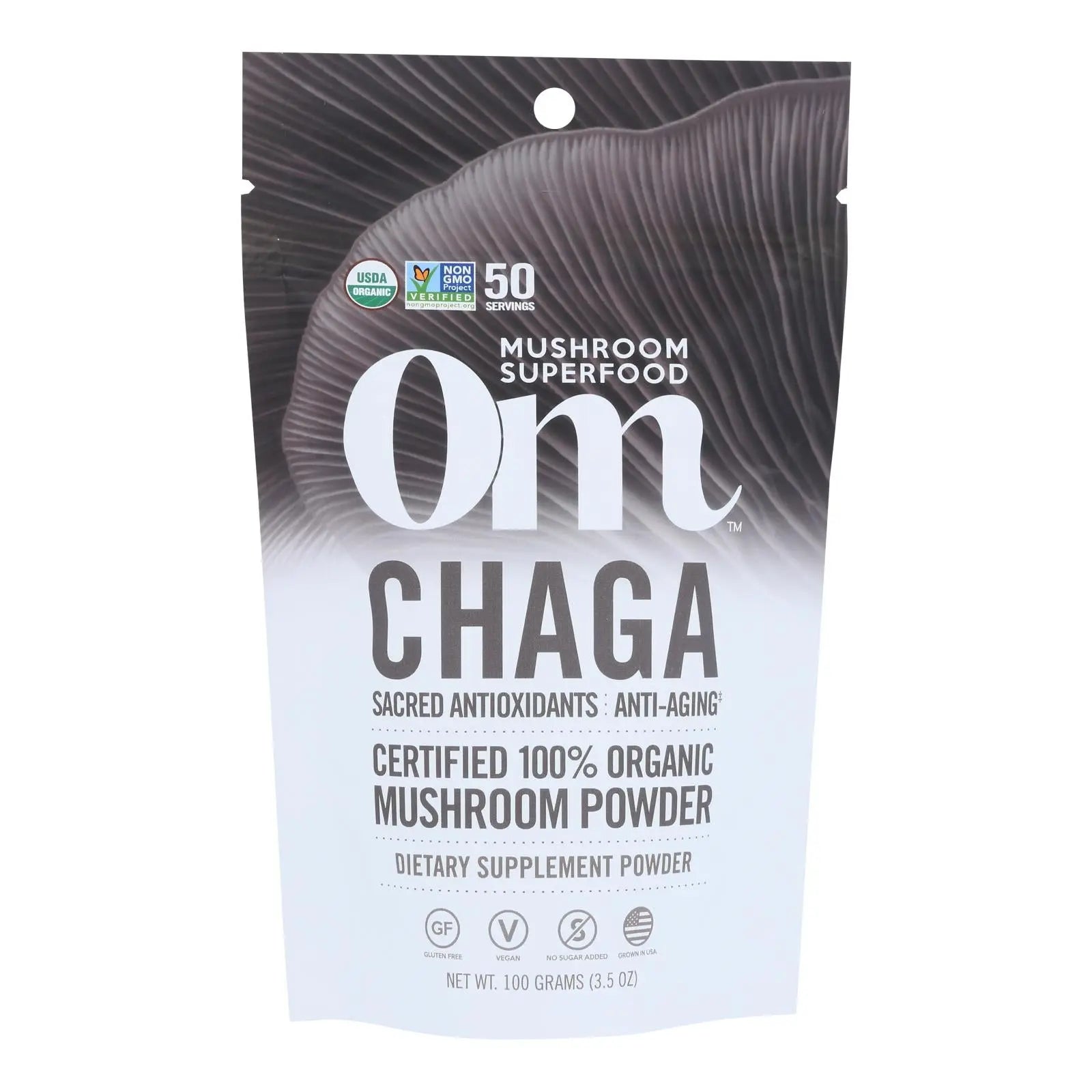Om - Chaga Organic Powder 100grm - 1 Each - 3.5 Oz Om