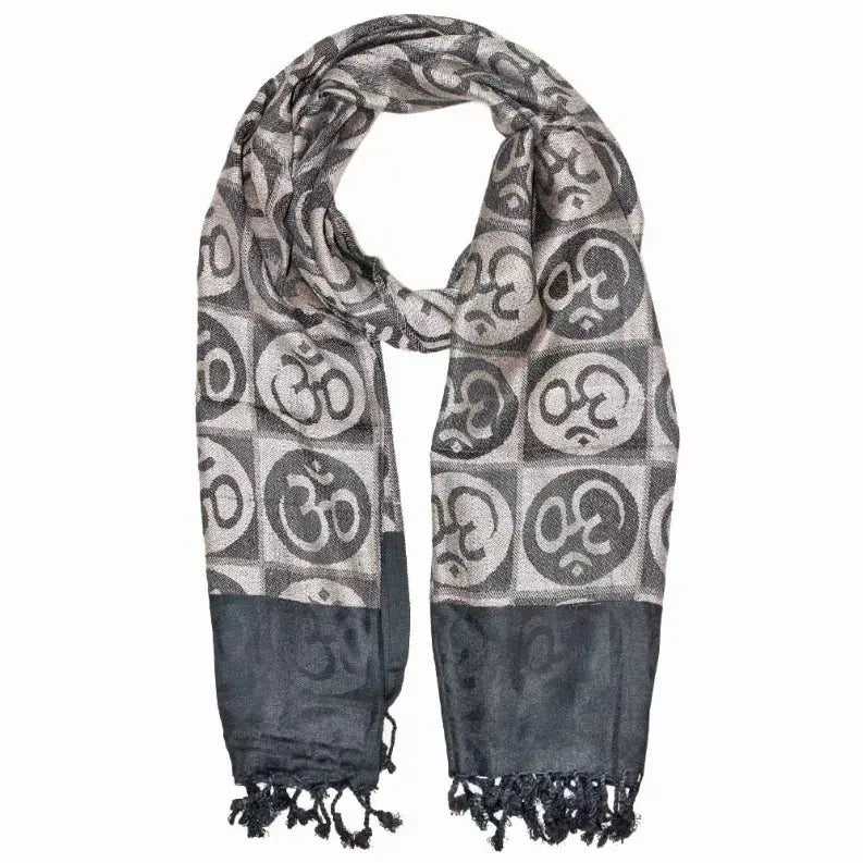Om Meditation Symbol Handwoven Tassel Scarf Wild Lotus