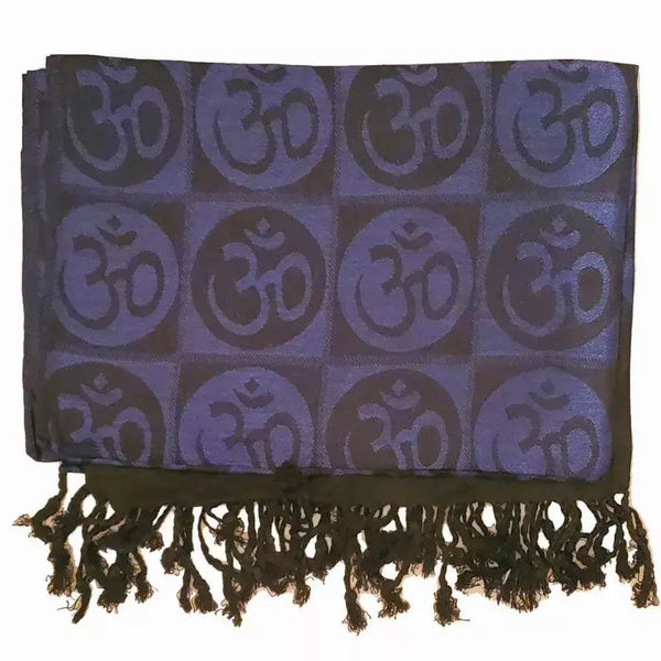 Om Meditation Symbol Handwoven Tassel Scarf Wild Lotus