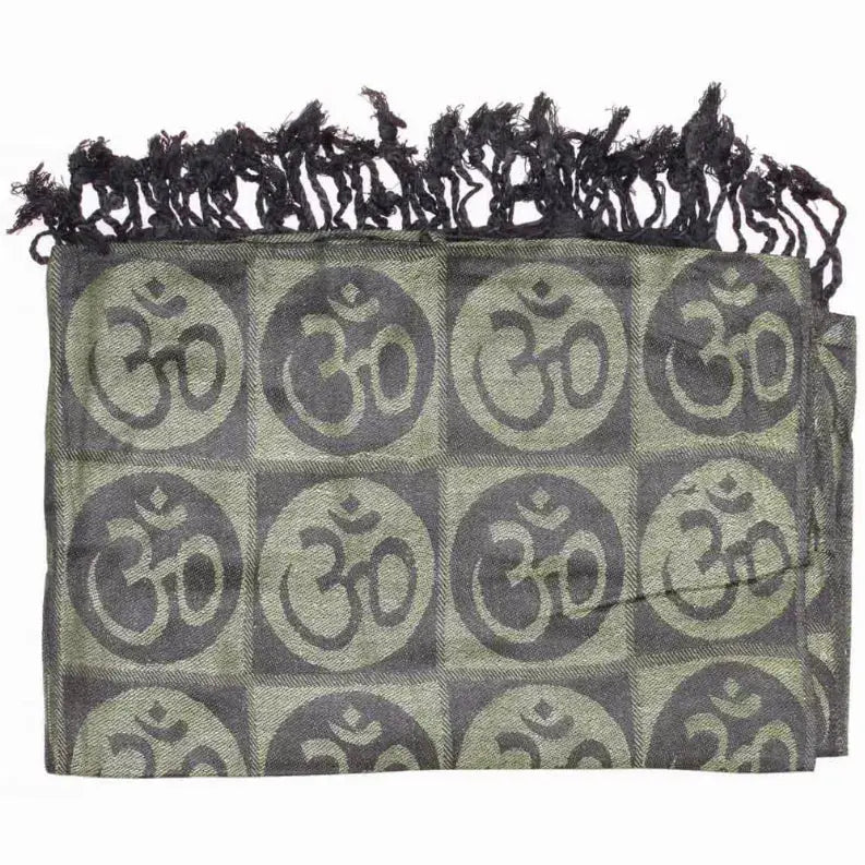 Om Meditation Symbol Handwoven Tassel Scarf Wild Lotus