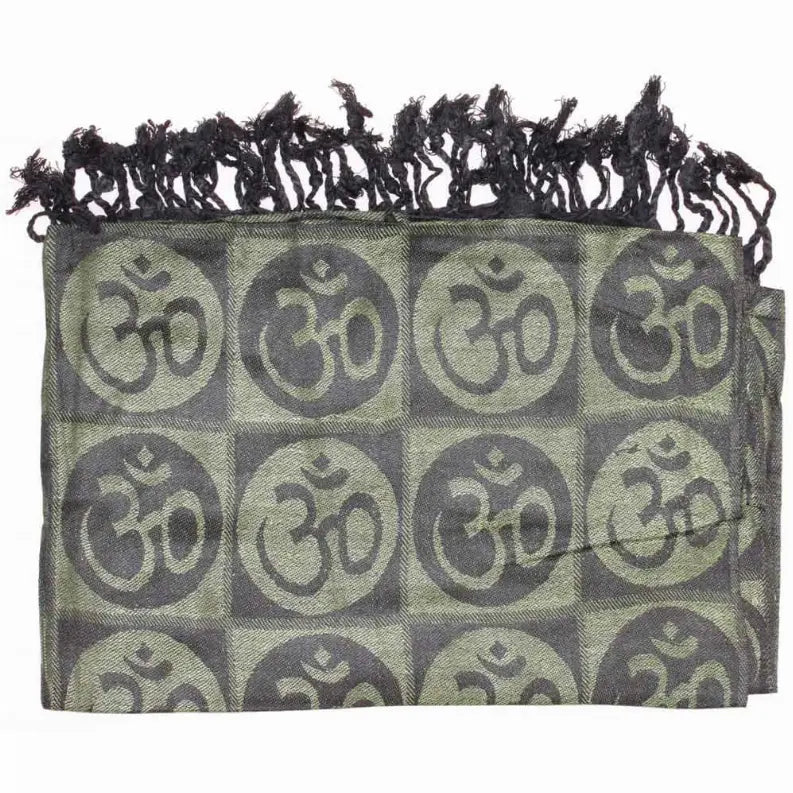 Om Meditation Symbol Handwoven Tassel Scarf Wild Lotus