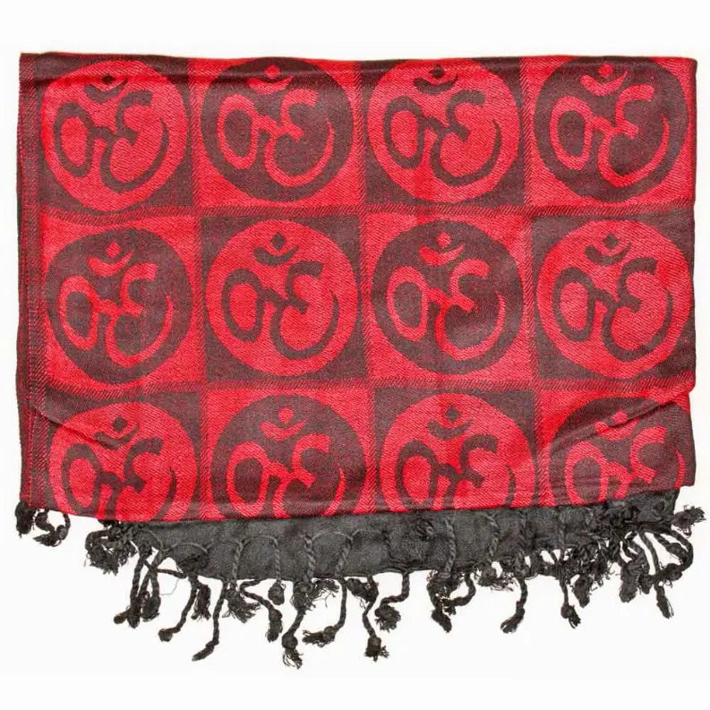 Om Meditation Symbol Handwoven Tassel Scarf Wild Lotus