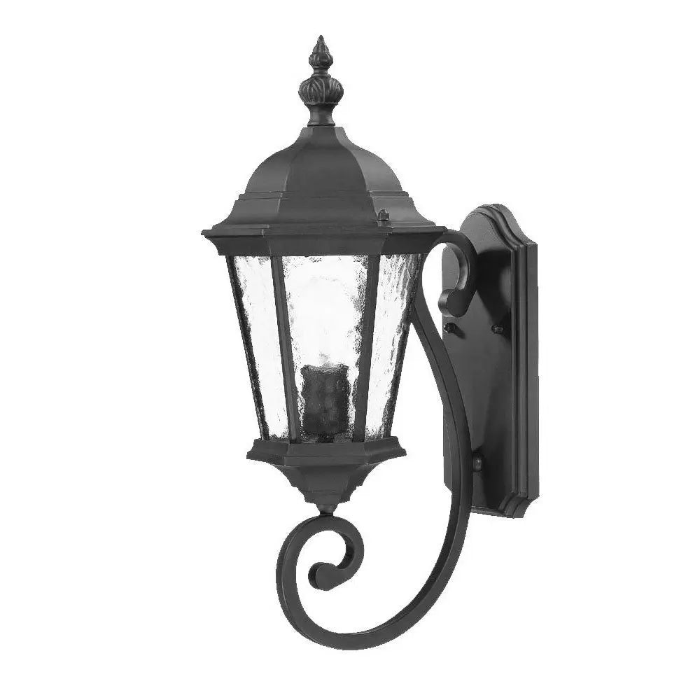 One Light Matte Black Carousel Lantern Wall Light Homeroots Outdoor