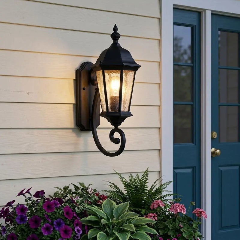 One Light Matte Black Carousel Lantern Wall Light Homeroots Outdoor