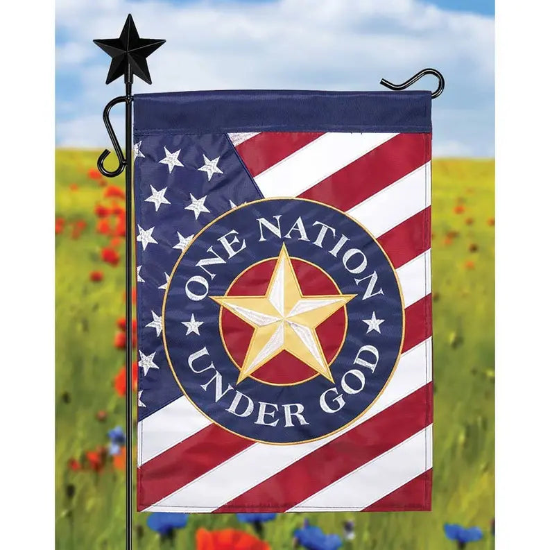 One Nation Under God Garden Double Applique Flag Dicksons Inc