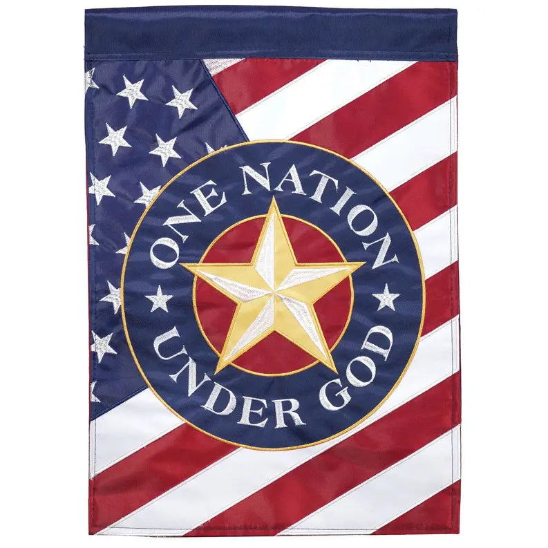 One Nation Under God Garden Double Applique Flag Dicksons Inc