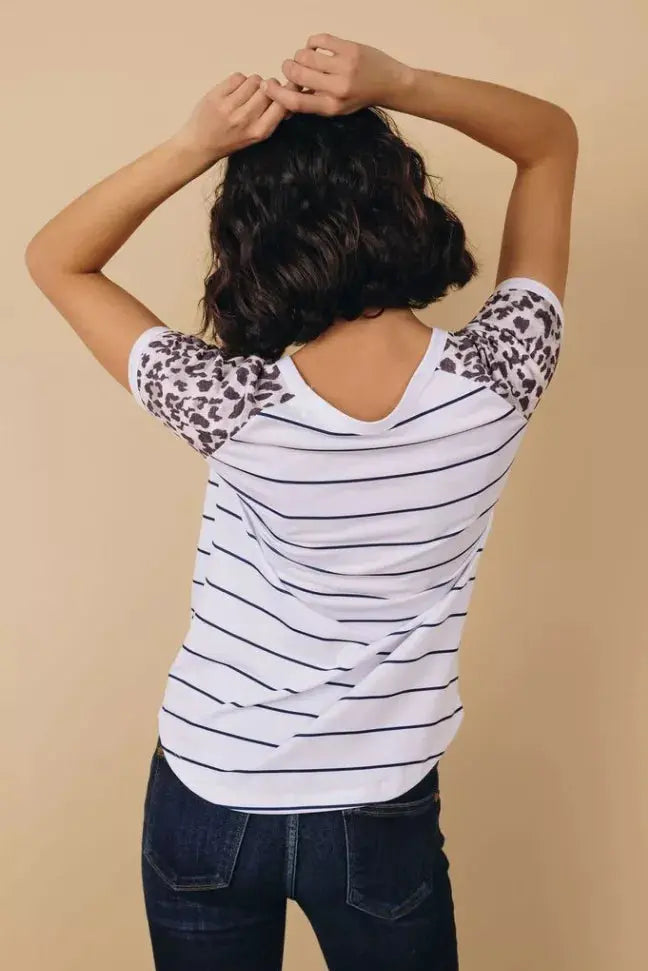 Opened Doors Striped/Camo Tee Stay Warm in Style