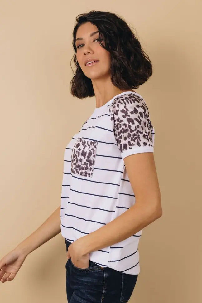 Opened Doors Striped/Camo Tee Stay Warm in Style