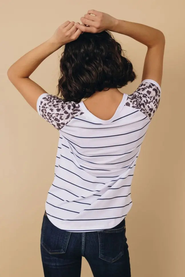 Opened Doors Striped/Camo Tee Stay Warm in Style