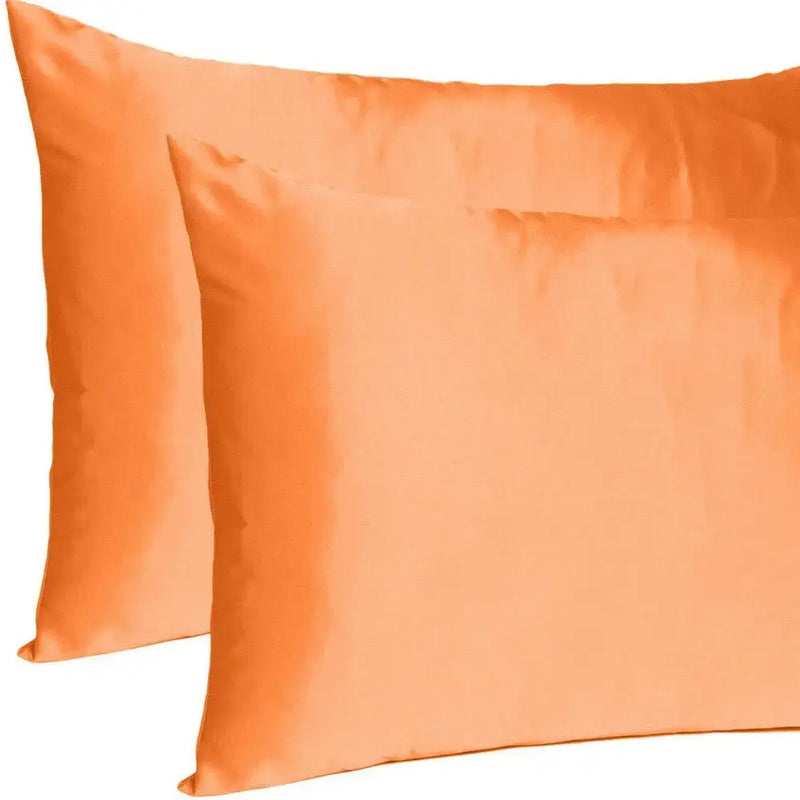 Orange Dreamy Set Of 2 Silky Satin Standard Pillowcases Homeroots Bed & Bath