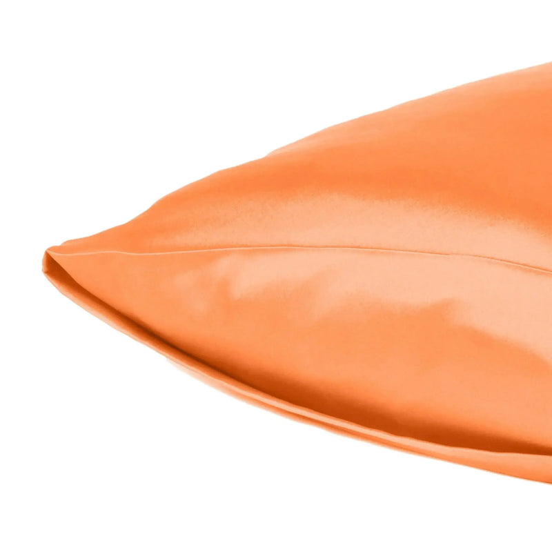Orange Dreamy Set Of 2 Silky Satin Standard Pillowcases Homeroots Bed & Bath