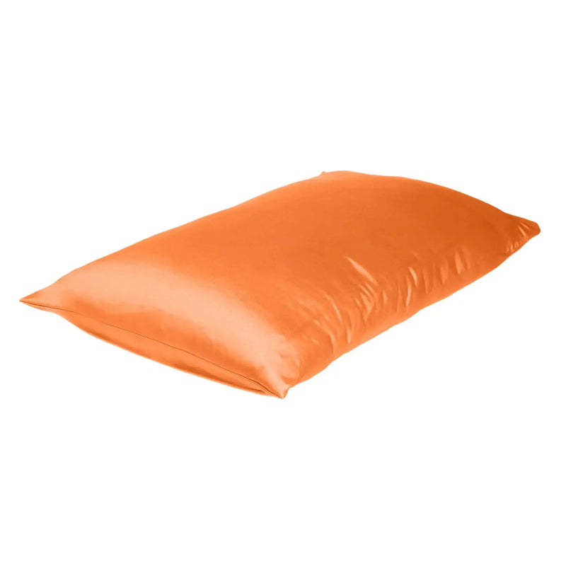 Orange Dreamy Set Of 2 Silky Satin Standard Pillowcases Homeroots Bed & Bath
