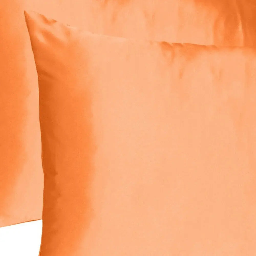 Orange Dreamy Set Of 2 Silky Satin Standard Pillowcases Homeroots Bed & Bath