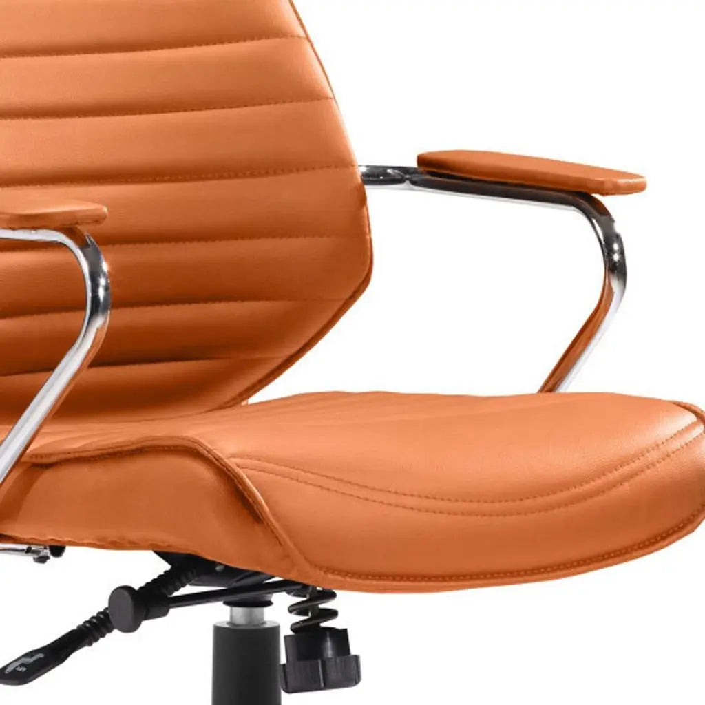 Orange and Silver Adjustable Swivel Faux Leather Rolling Executive Office Chair Homeroots Office