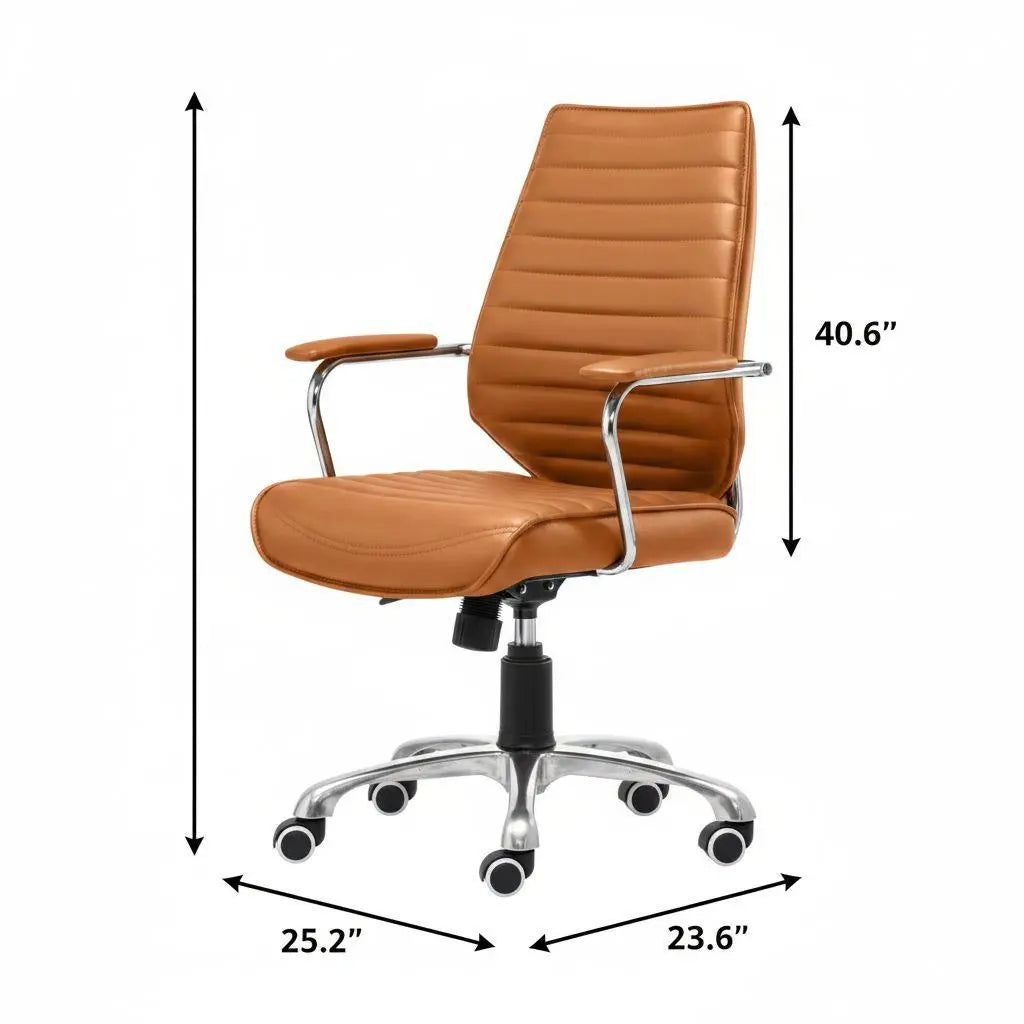 Orange and Silver Adjustable Swivel Faux Leather Rolling Executive Office Chair Homeroots Office