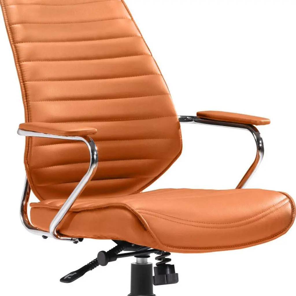 Orange and Silver Adjustable Swivel Faux Leather Rolling Executive Office Chair Homeroots Office