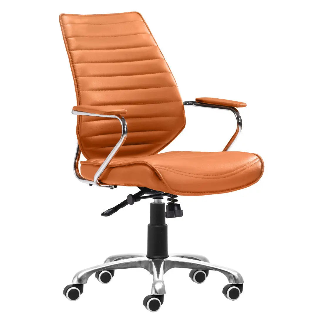 Orange and Silver Adjustable Swivel Faux Leather Rolling Executive Office Chair Homeroots Office