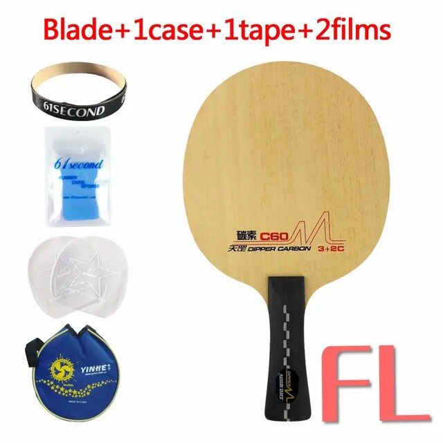 Original DHS DM.C60 DIPPER CARBON Quick Attack Plus Loop Table Tennis PingPong Blade Shakehand-FL Long Handle FL with YLM case