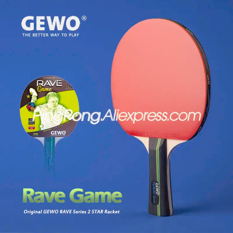 Original GEWO RAVE GAME 2-Star Table Tennis Racket Pre-assembled Ping Pong Bat