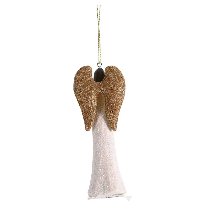 Ornament White Gold Glitter Angel Joy 4H Dicksons Inc