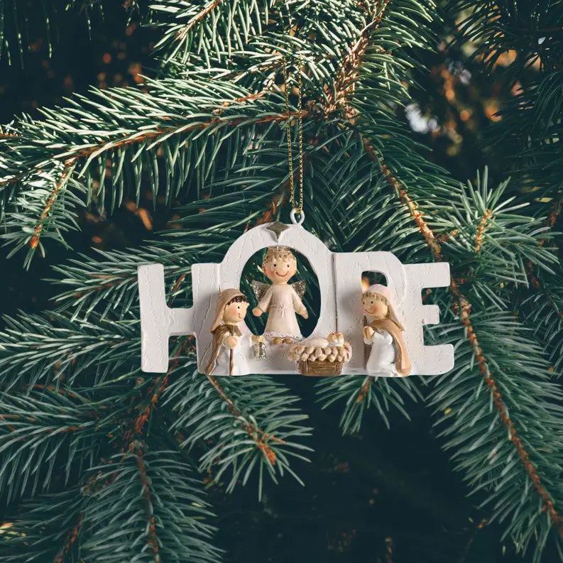 Ornament White Nativity Holy Family 2H Dicksons Inc