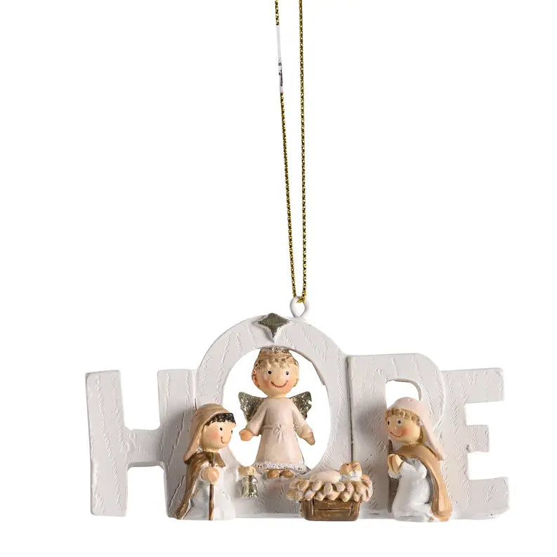 Ornament White Nativity Holy Family 2H Dicksons Inc