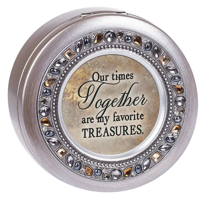 Our Times Together Round Pewter Jeweled Music Box Dicksons Inc