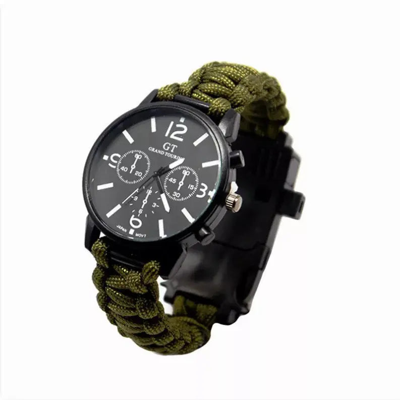 Outdoor Multi function Camping Survival Watch Bracelet Tools With LED Light Vista Shops