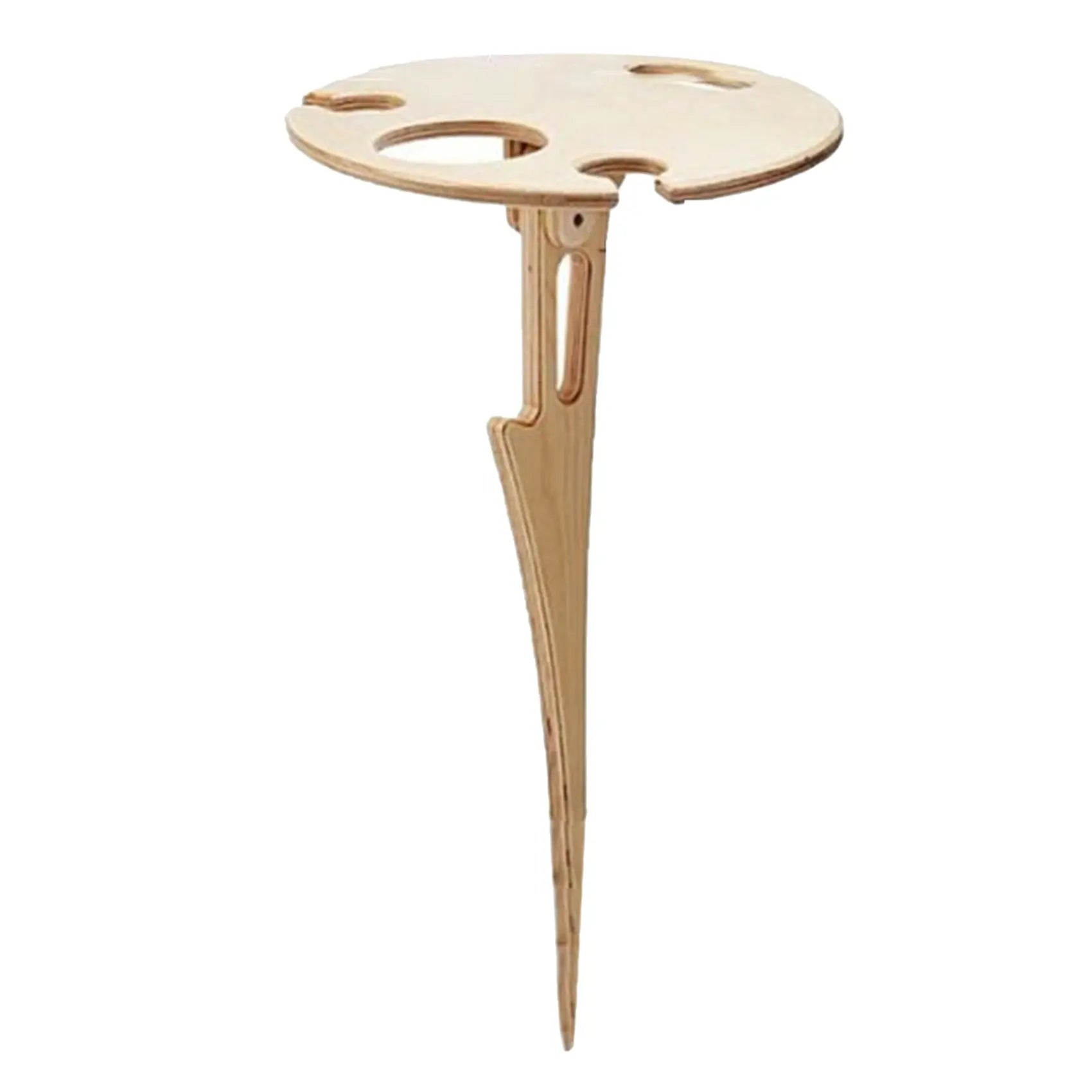 Outdoor Wine Table Portable Picnic Table Wine Glass Racks Foldable Round Desktop Wooden Picnic Table Garden Collapsible Table