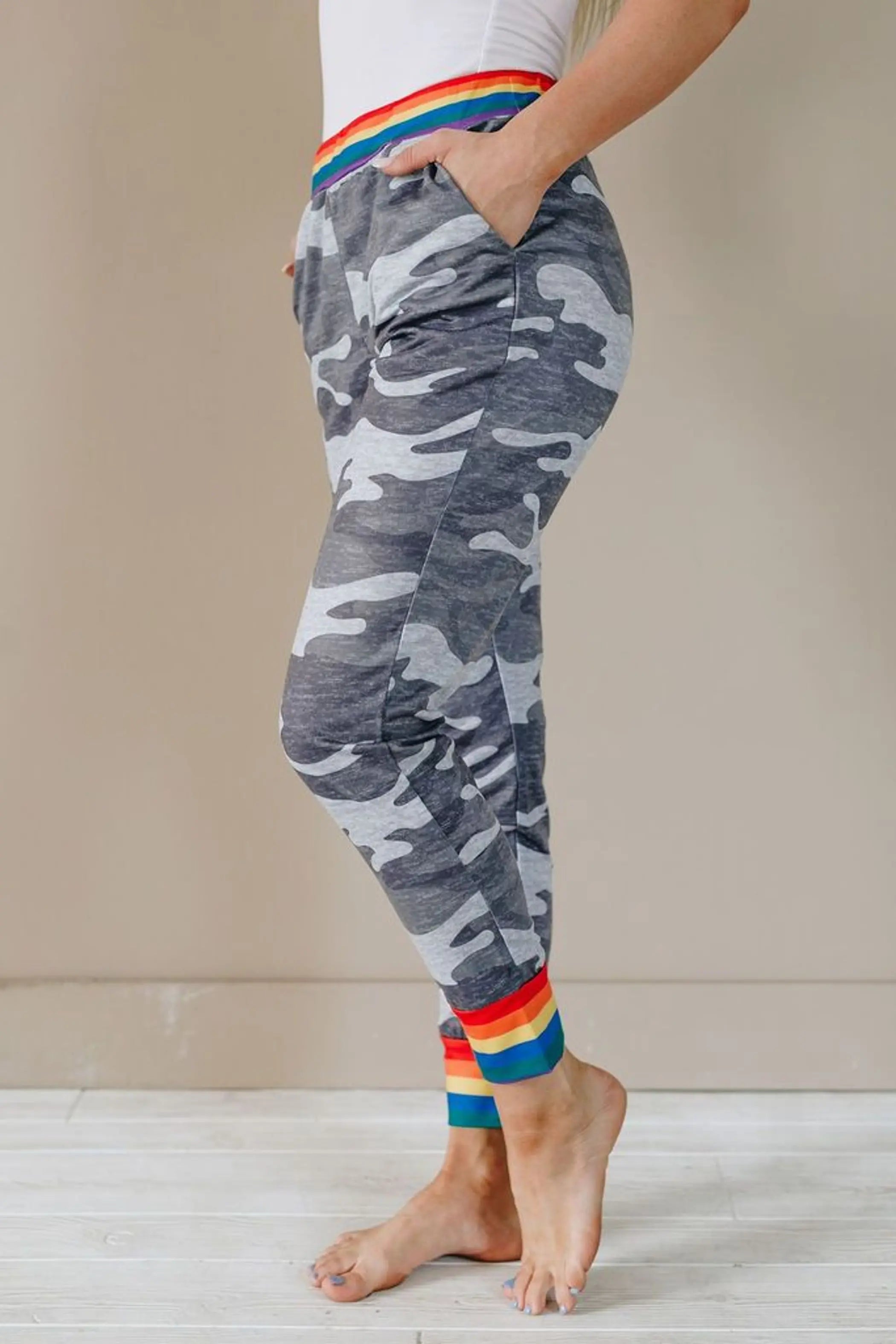 Over the Rainbow Camo Joggers Stay Warm in Style