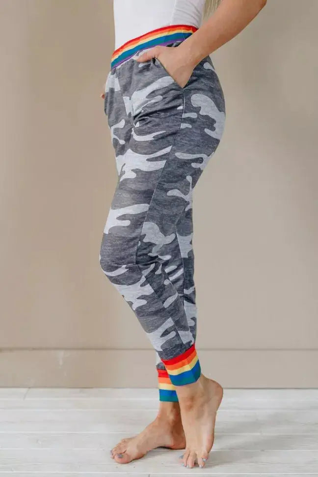 Over the Rainbow Camo Joggers Stay Warm in Style