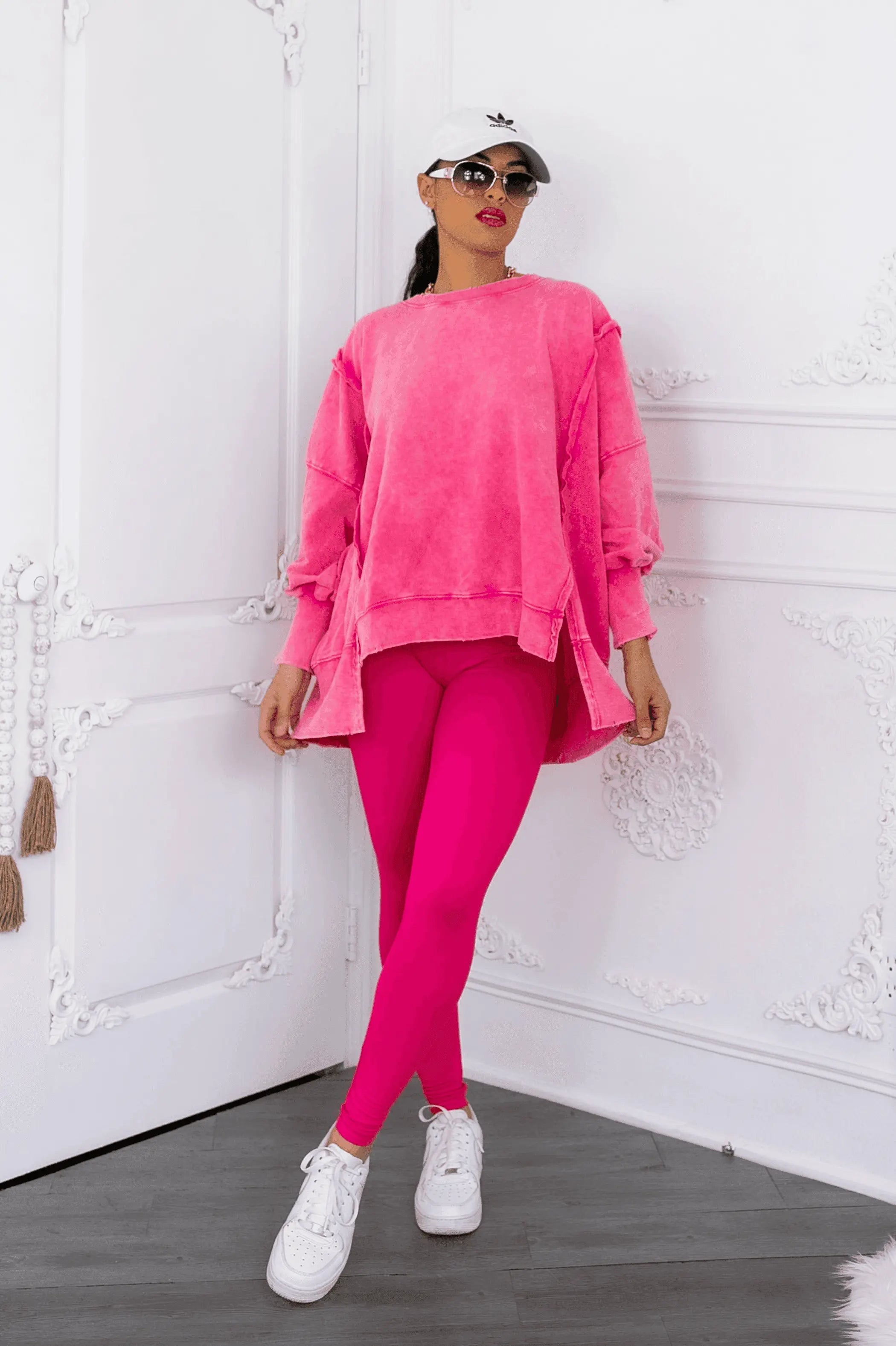 Oversized Mineral Wash Pullover With Leggings Set| SurelyMine