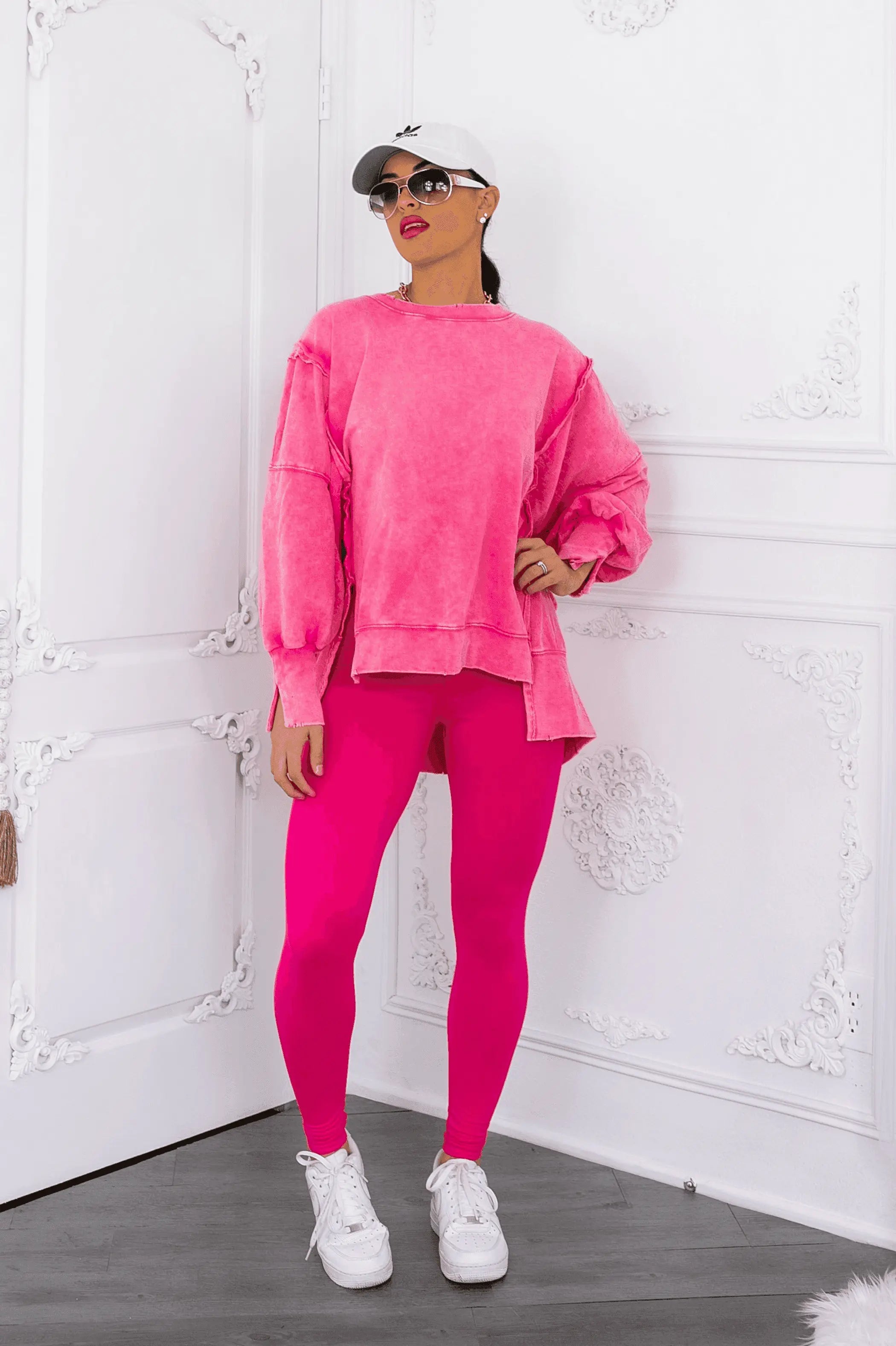 Oversized Mineral Wash Pullover With Leggings Set| SurelyMine